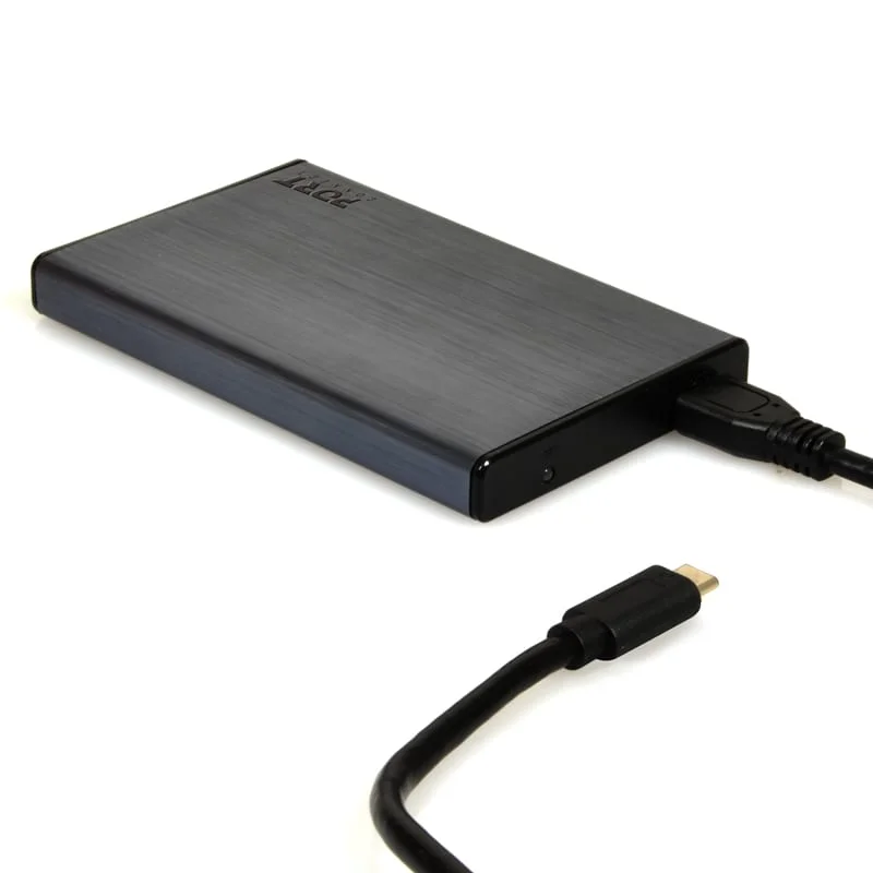 Port Connect 2.5" USB-C External HDD Enclosure Black - Image 1