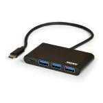 Port USB Type-C to 3 x USB3.0 and 1 x Type-C PD 30cm 4 Port Hub - Black