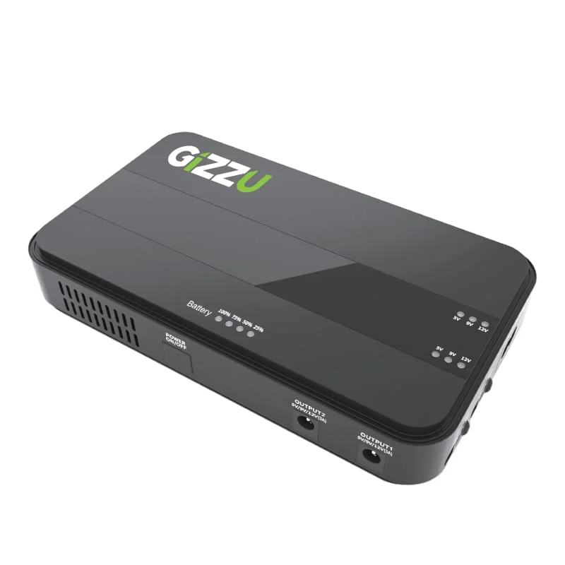 GIZZU 36W 32Wh 8800mAh Mini Dual DC UPS Lithium - Black - Image 1